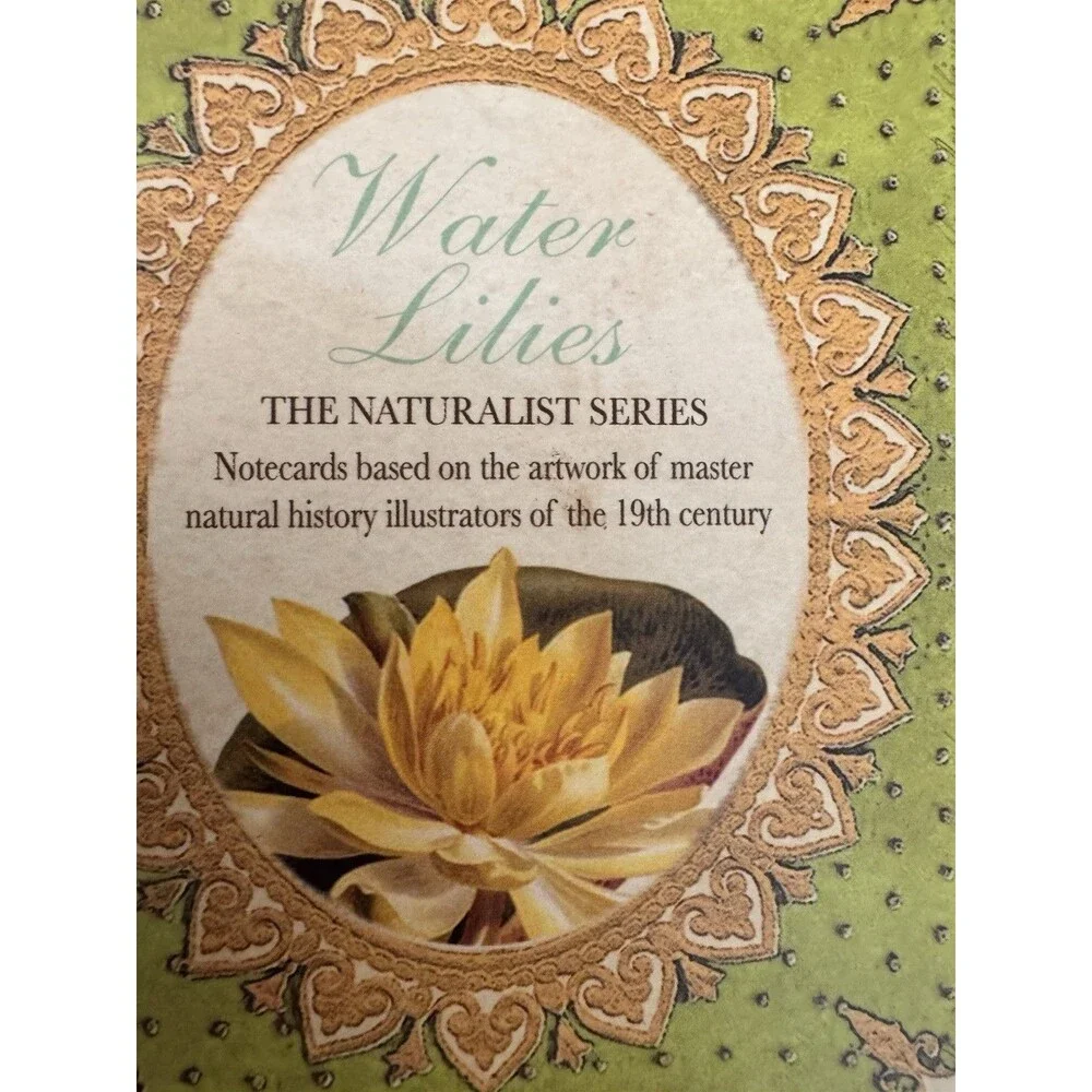 VTG 2006 Michel Design Works 14 Cards - 12 Envelopes Storage Box Water Lilies